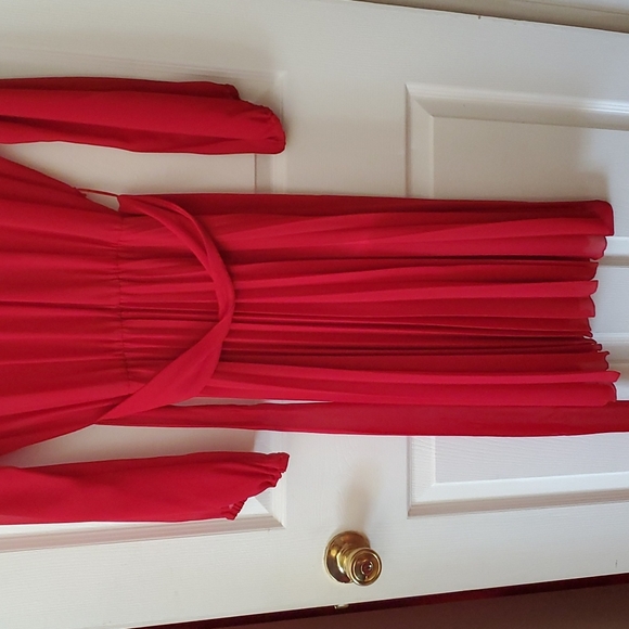 Lady in Red Pleated Dress, Size XL - Picture 11 of 15